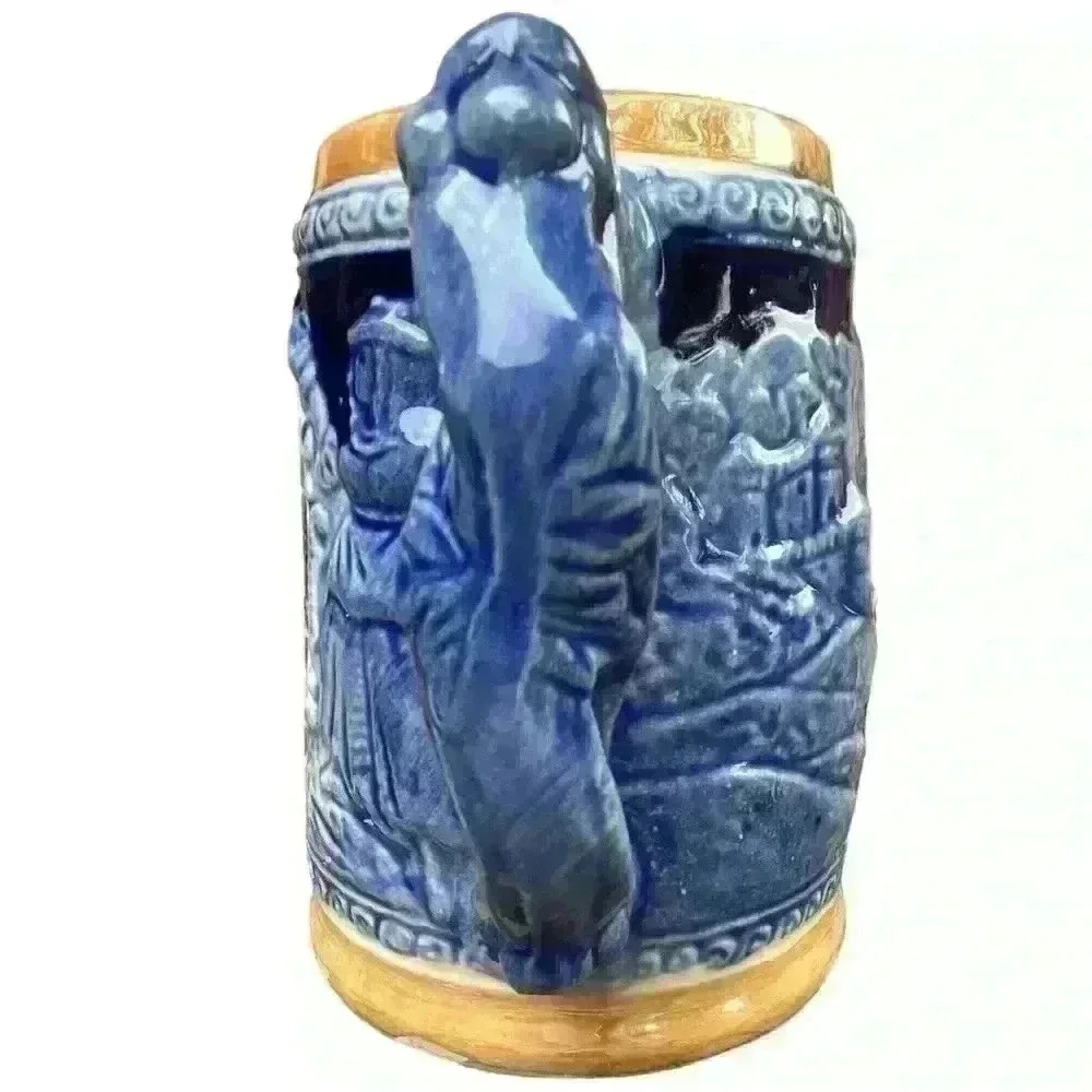 Vintage Montana souvenir beer stein mug blue & brown luster glaze made in Japan